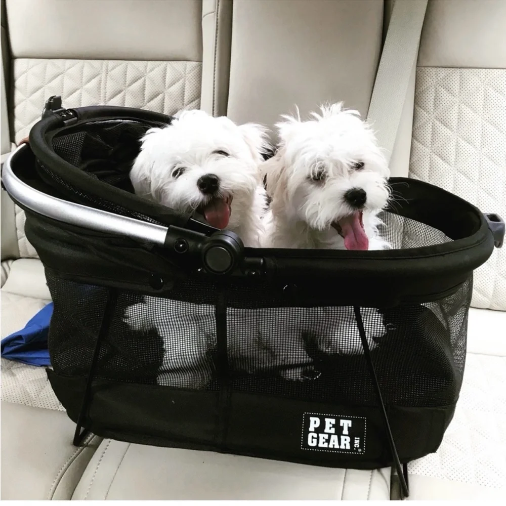 Black Dog Carrier with Brown Handles (one left) - Picture 3 of 4